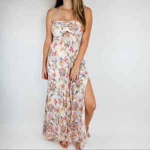 Free People floral sinch halter maxi‎ dress